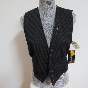 New Sz M Black Pinstripe Clothes Circuit Juniors Poly #49H Suit Vest